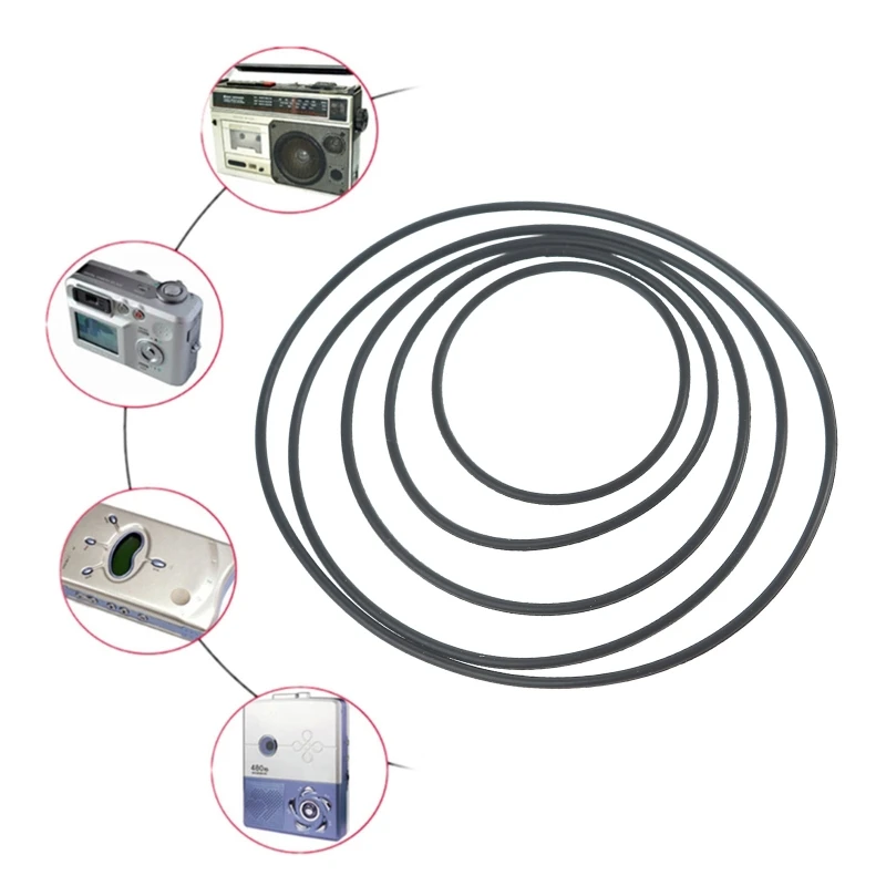 Rubber Belt Wear Resistant 3mm Round Rubber Belt Replace Durable 2pcs/Set Repair Belt for Cassette Tape Recorder Machine DVD Drive