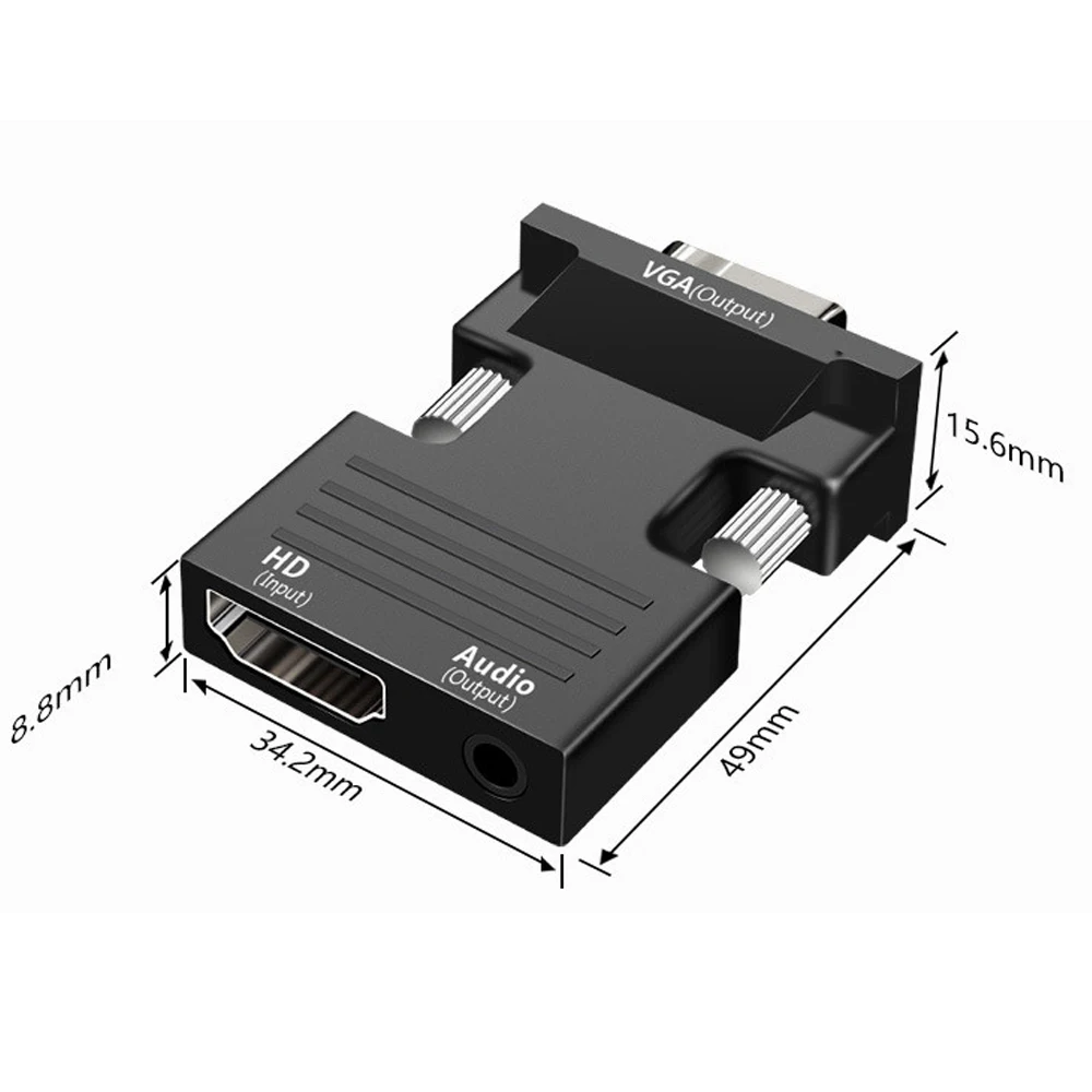 HD 1080P VGA to HDMI-compatible Adapter HDMI-compatible to VGA Converter For PC Laptop HDTV Projector