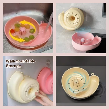 Small Snail Automatic Drain Basket Hanging Dry And Wet Separation Fruit And Vegetable Filter Basket Punch-free Sink Drain Rack