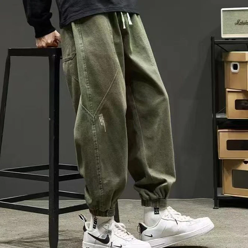 Autumn Winter Men's Streetwear Fashion Trousers Male Loose Casual Patchwork Pockets Sweatpants Homme All-match Pure Cotton Pants