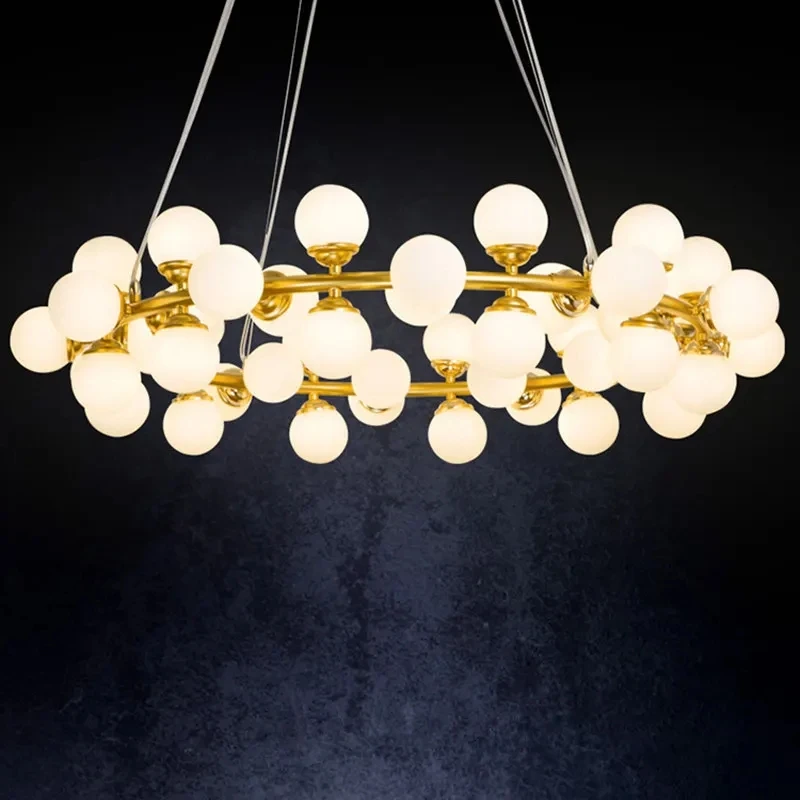 Nordic LED Glass Ball Chandelier Round Gold Black Home Decor Hanging Lamp Restaurant Kitchen Living Room Ball Lighting Fixtures 6