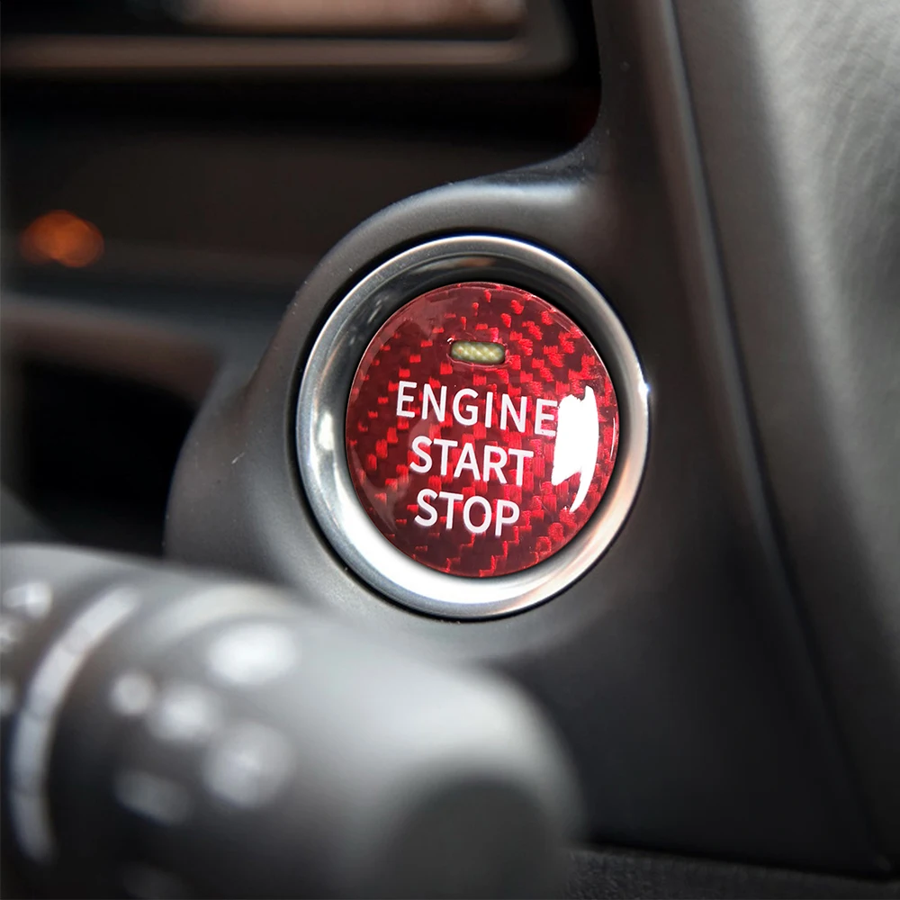 마쓰다 3 6 CX-3 CX-5 CX-9 MX-5 미아타 차량용 키리스 엔진 스타트 스톱 푸시 버튼 커버, 실내 카본 파이버 장식 스티커