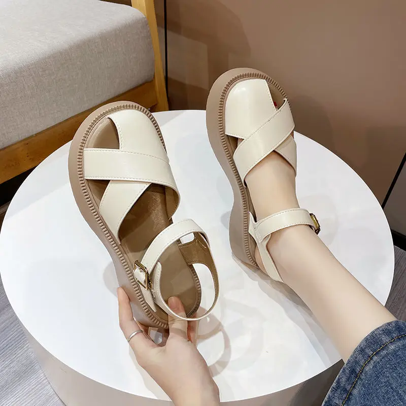 Waysoland Damessandalen Zomer, Orthopedische Damessandalen Comfortabele Slippers Dikke Zolen platte sandalen met verstelbare gesp en Ultra Kussen, 36 EU