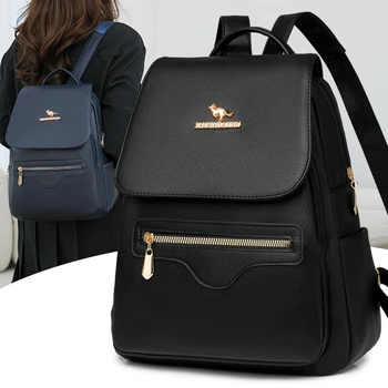 Zaino di marca di moda ad alta capacità per signora Nuova borsa da scuola per studenti in pelle PU tinta unita Borse a tracolla da donna da viaggio per il tempo libero