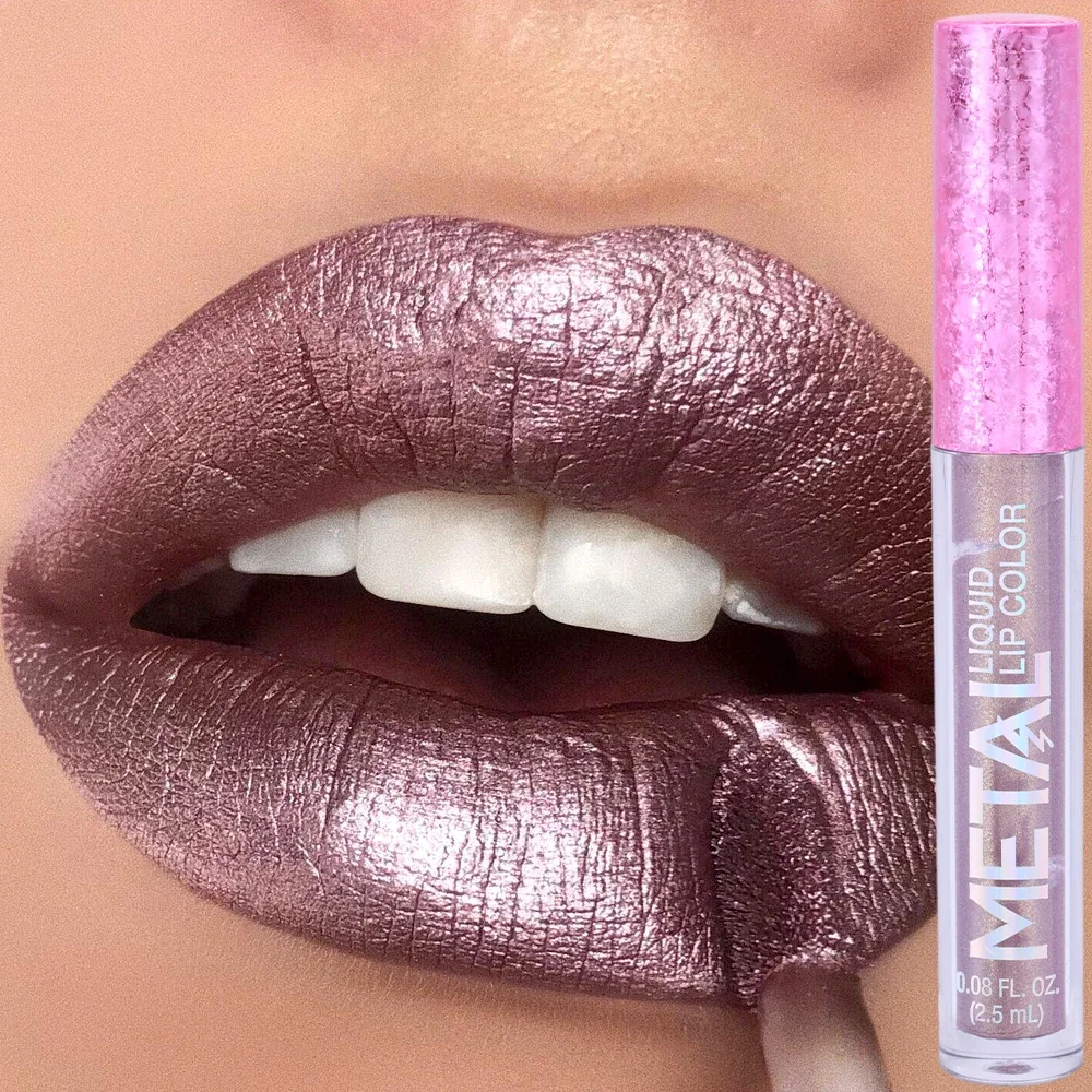 Description Picture 4 of item12 Colors Metallic Glitter Liquid Lipsticks Long Lasting Not Fading Non-Stick Cup Shimmer Matte Metal Lip Gloss Makeup Cosmetics