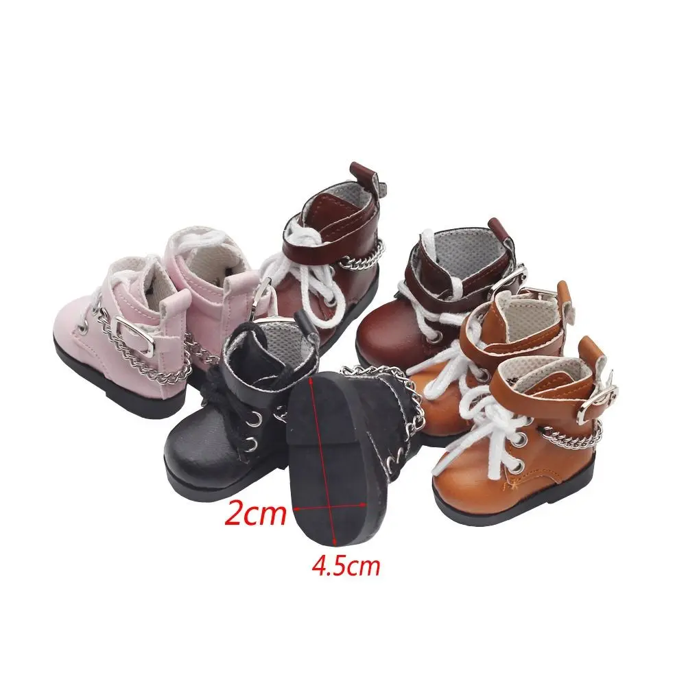 1Pair PU Leather Mini Doll Shoes Chain Shoes Mini 4.5*2cm BJD Doll PU Shoes Doll Shoes Cute EXO Doll Boots Children Toys