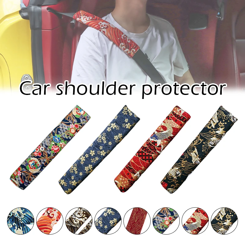 2pcs Car Seat Belt Cover Shoulder Pads 27cm Breathable Comfort Seatbelt Padding Japanese Style
