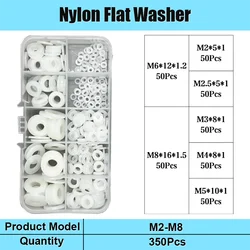 Durable Nylon Flat Washer - Black & White Insulation Gasket Rings (White M2 - M8)