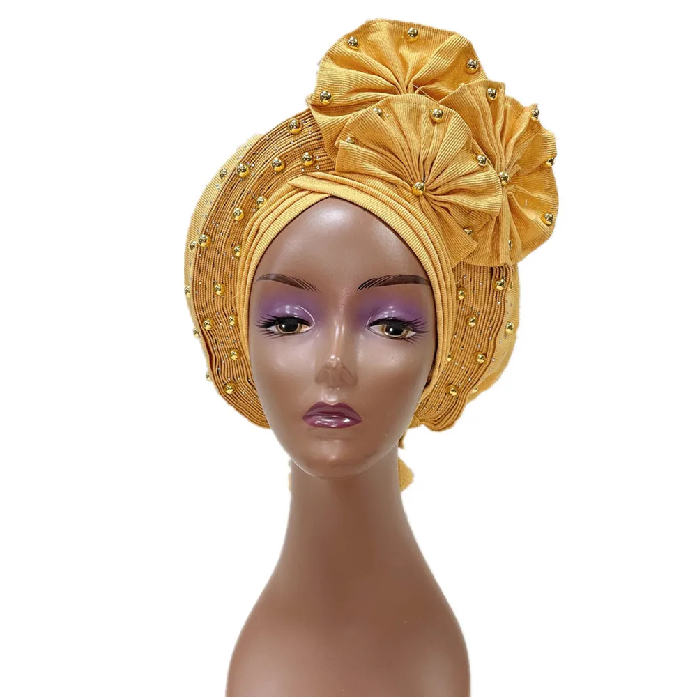 Tanio Zielona afrykańska czapki hidżab z koralikami już sklep