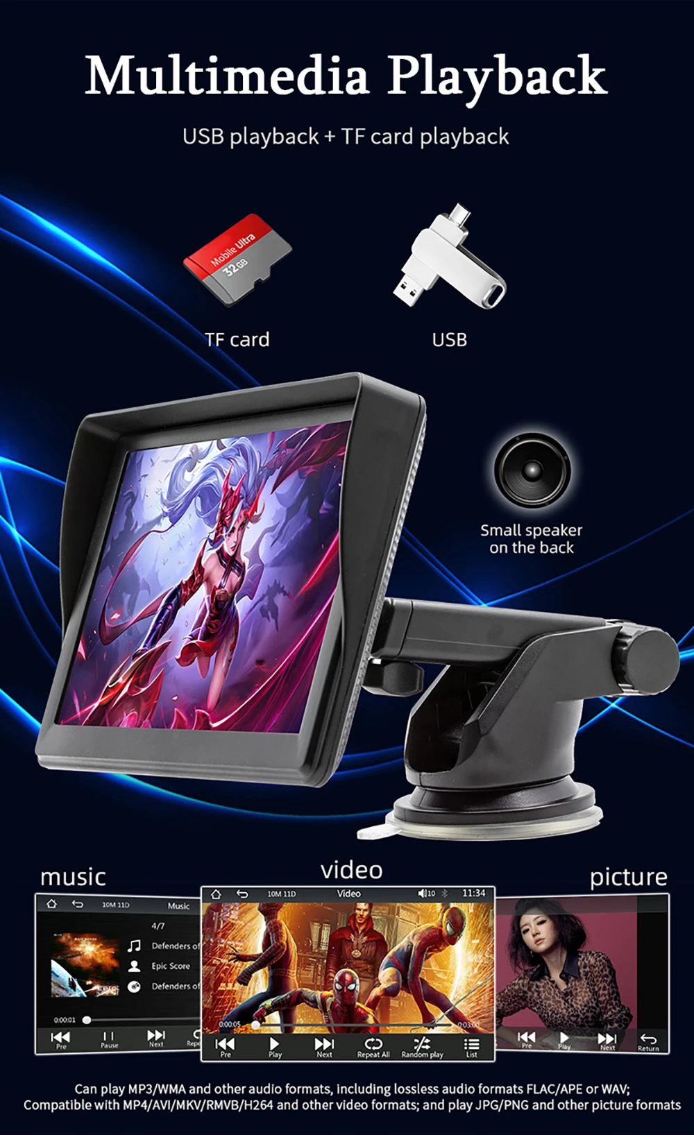 Sa6c2010b72854595bc43d7069030defdB Portable Car Radio Multimedia Video Player 7 Inch Wireless Carplay Android Touch Screen Universal Car Intelligent Systems