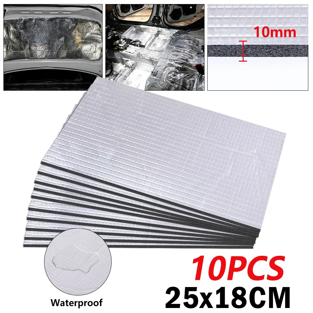Car Sound Deadener Heat Insulation Mat Auto Van Sound Proofing Deadening Insulation Mat Car Hood Noise Insulator 10 Sheets sound insulation mat