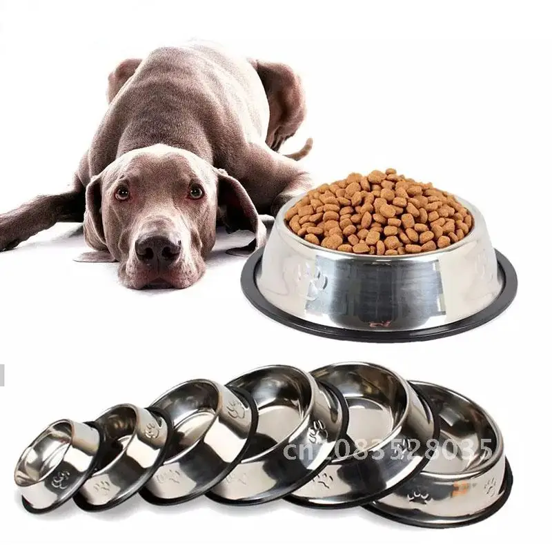 

6 Size Stainless Steel Dog Bowl For Dish Water Dog Food Bowl Pet Puppy Cat Bowl Feeder Feeding Dog Water Bowl For Dogs Cats