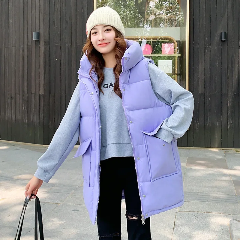 

Korean Version Vest Woman Coat 2023 New Autumn Winter Outwear Puffer Vest Female Sleeveless Jacket