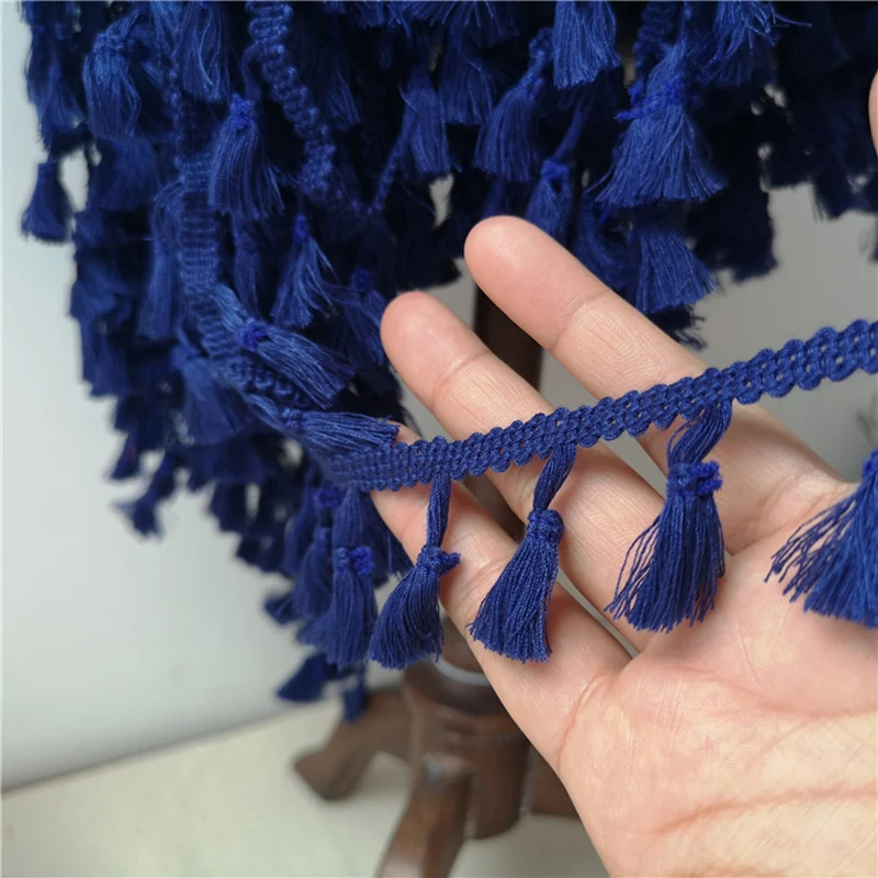 2Yards/Lot Cotton Tassel Lace Sewing Ribbon Fringe Trim Ethnic Latin Dress Stage Garment Curtain Tablecloth Decorative Farbic