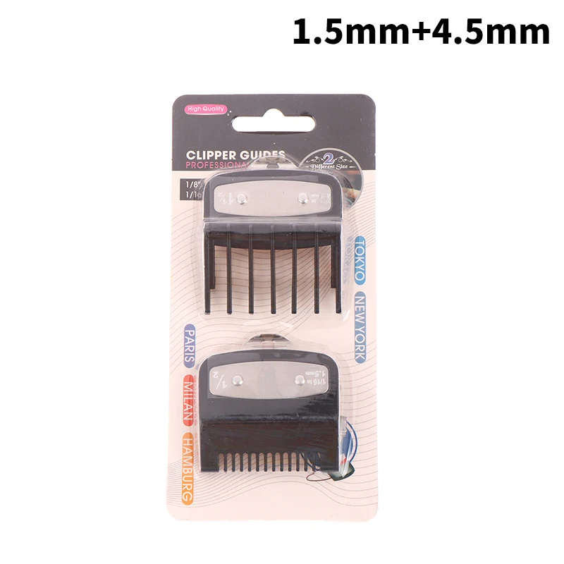 

2Pcs Hair Clipper Guide Comb Cutting Limit Combs Standard Guards Attach Parts Electric Clippers Accessories 1.5mm + 4.5mm