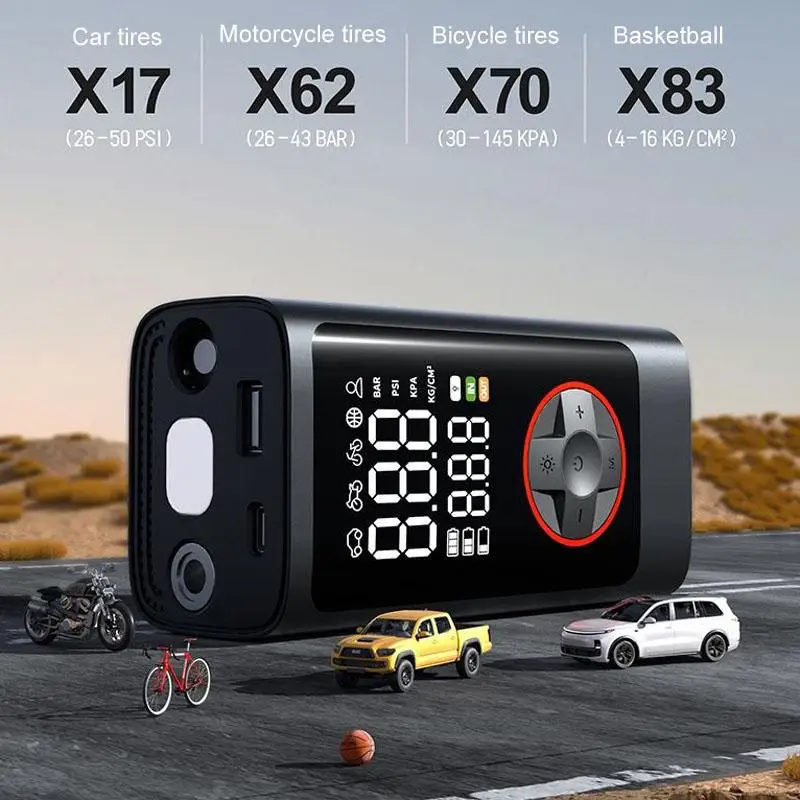 Smart Portable Car Air Pump Digital Display Multi-Function Inflator For Car Tire / Motorcycle Bicycle Tires / Basketball ATJ-004
