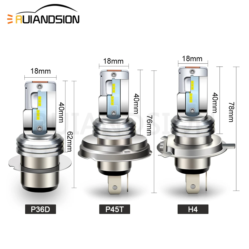 AC/DC 6-24V P45T H4 P36D 2016 12SMD LED Motorcycle Headlight Bulb White 6000K Moto Hi/Lo Beam Light Scooter Motorbike Head Lamp