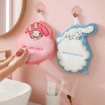Sanrio Kawaii Cinnamoroll Hand Towel MyMelody Anime Bathroom Personalized Thickened Water Absorbent Children's Safety Hand Wipes