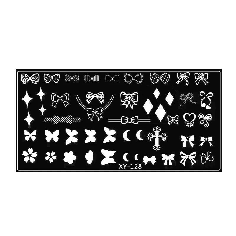 Love Heart Butterfly  Nail Art Stamping Plates Drawing Template bow Geometric Stripe Line 3D Image Stencil Mold Printing Tools 4