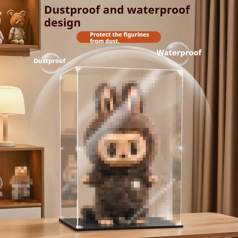 Eary Transparent Display Case & Roman Column Base for Labubu for Zimomo Acrylic Box Art Sets Suitable for Doll Dustproof Storage