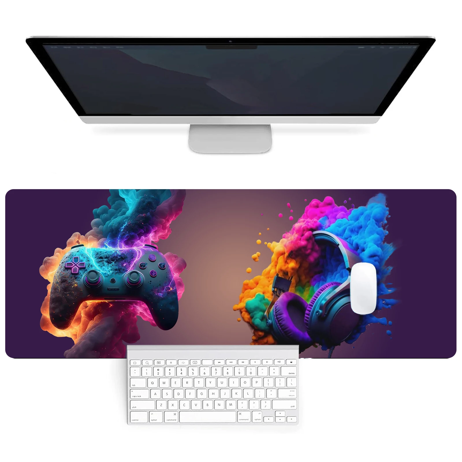 Mouse Pad Desk Pad Extended Mouse Mat 31.5x11.8in Large Computer Keyboard Desk Mat Desk Pad with Non-Slip Base and Stitched Edge 2