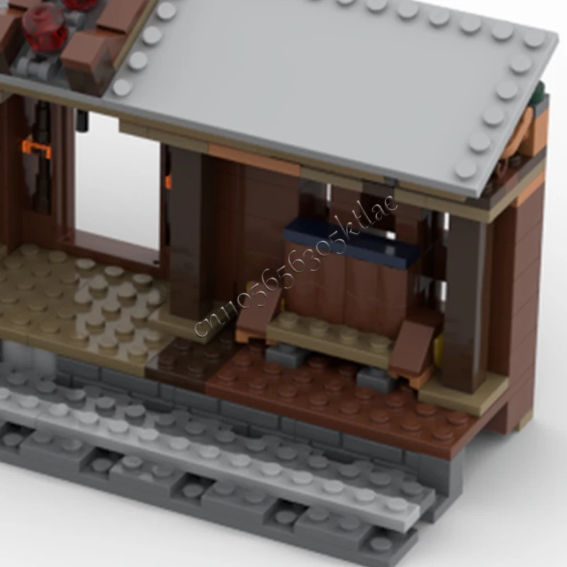 238 PCS MOC 클래식 철도역 빌딩 블록 모델 어린이 교육 조립 소년 소녀 장난감 생일 창조적 인 선물