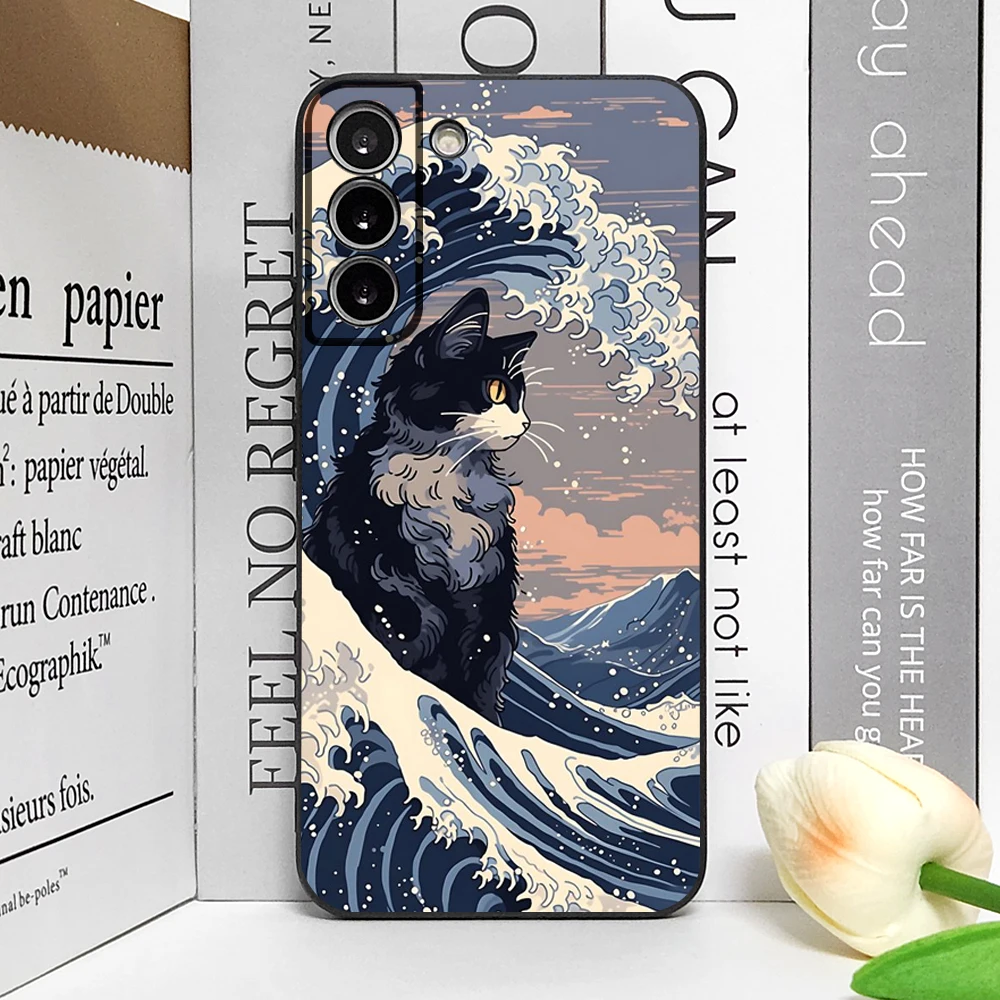 Japan The Great Wave of Kanagawa Cat Art Phone Case - Ultra Soft Cover