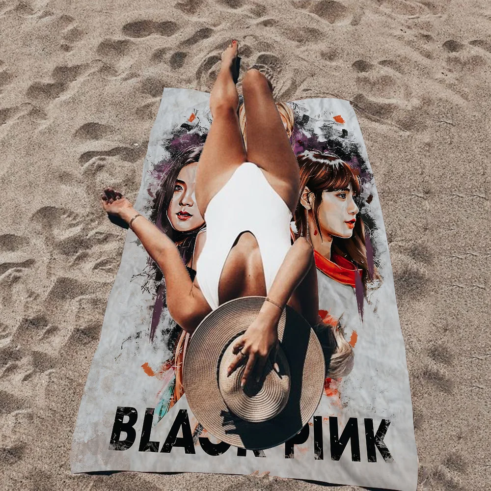 B-Black Fashion Pinks Korea Girl Cartoon Beach Towel Cute Kawaii Room Decor Bath Girls Children Hand Towels For Bathroom Shower 3