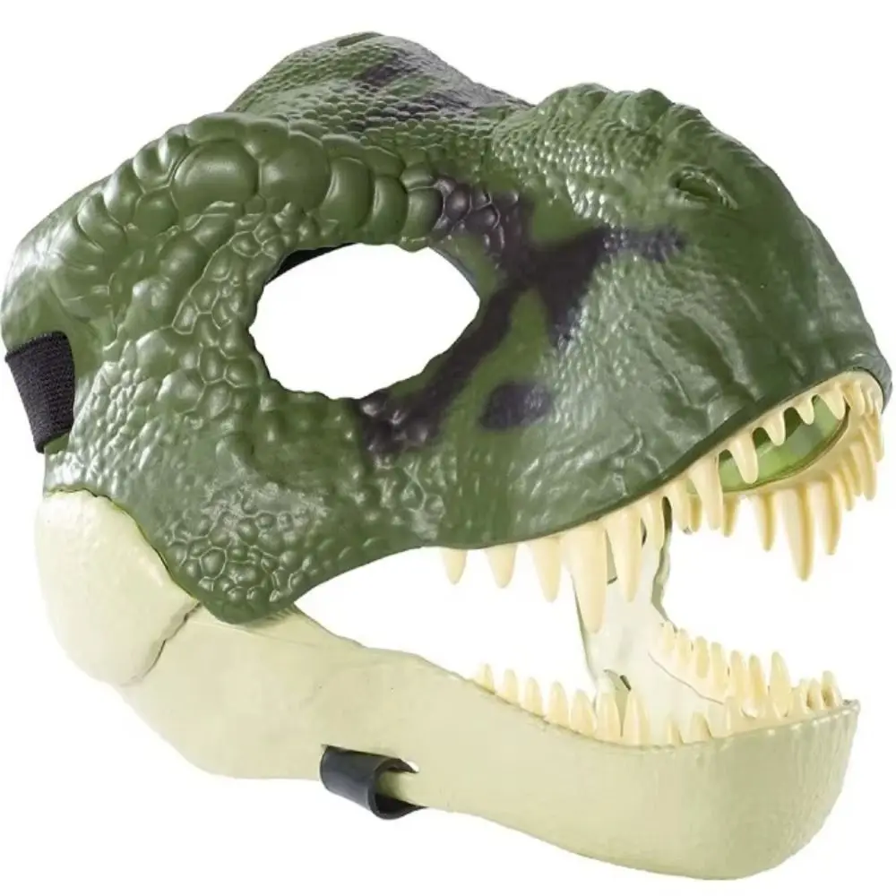 Moving Jaw Halloween Dinosaur Mask Cosplay Props Hard Plastic Dinosaur Headgear Funny Open Mouth Raptor Dino Mask for Party