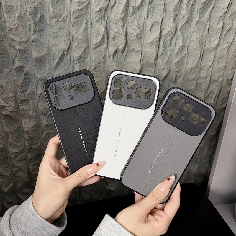Luxury PU Leather Soft TPU Bumper Back Minimalist Phone Case