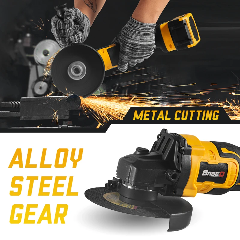 BABEQ 125mm Brushless Electric Angle Grinder 3 Gears Cordless Impact Grinding Woodworking Power Tools For Makita 18V Battery 2