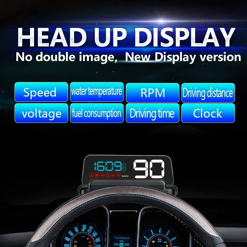 C500 OBD2 Head Up Display Windshield Car Speedometer Projector Accessories T900 GPS HUD for All Car Speed KM/H MPH Customized speed limit emulator display