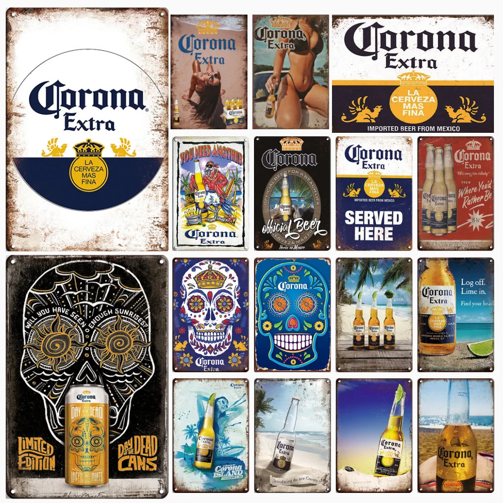 Corona Beer Signs Bar Vintage Drinking Metal Tin Signs Garage Home Wall Decor Poster Plate Per Restaurant Bar Cafe Clubs