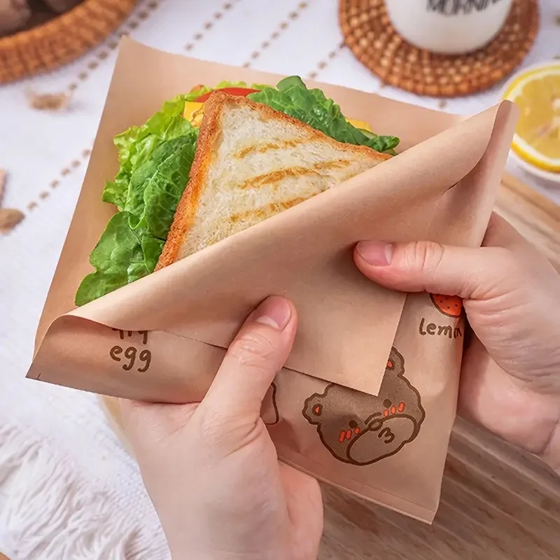 100-Pack Oil-Proof Sandwich Wrappers with Cute Bear Design, Microwave and Oven Safe, Le... - SKU OPSW1618 - UGI Packaging