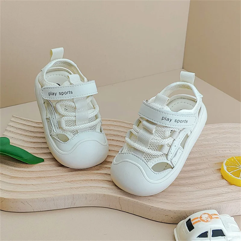 New Summer Baby Shoes Mesh Cut-outs Soft Sole Boys Sandals Closed Toe Non-slip Fashion Toddler Kids Girls Sandals Beach
