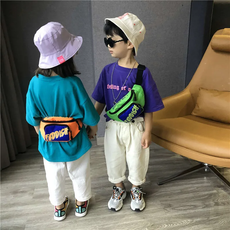 Fashion Letter Print Children Cross Body Bag New 2023 Trend Shoulder Bag Zipper Wasit Bag Cute Children's Chest Bags Schoolbag
