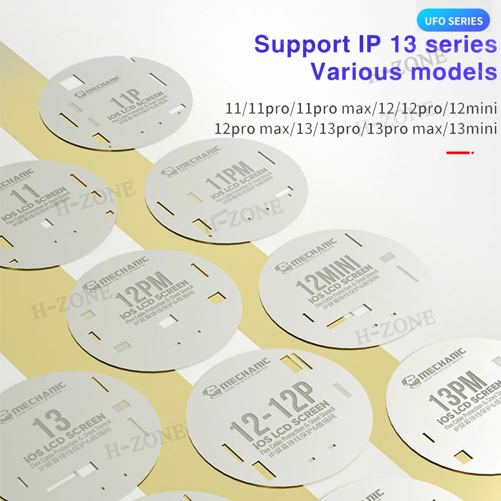 Mechanic 10pcs UFO Steel Stencil LCD Screen Protection for iPhone 11 12 13 mini Pro Max IC Polishing screen Pop-up Repair