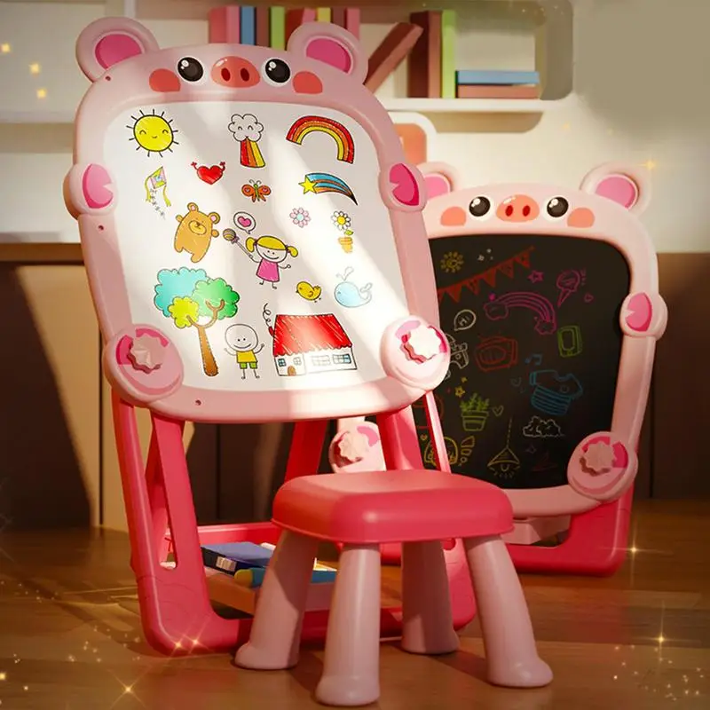 Double Sided Drawing Board Adjustable Double-Sided Magnetic Whiteboard Toddler Drawing Chalkboard Foldable Bracket Magnetic