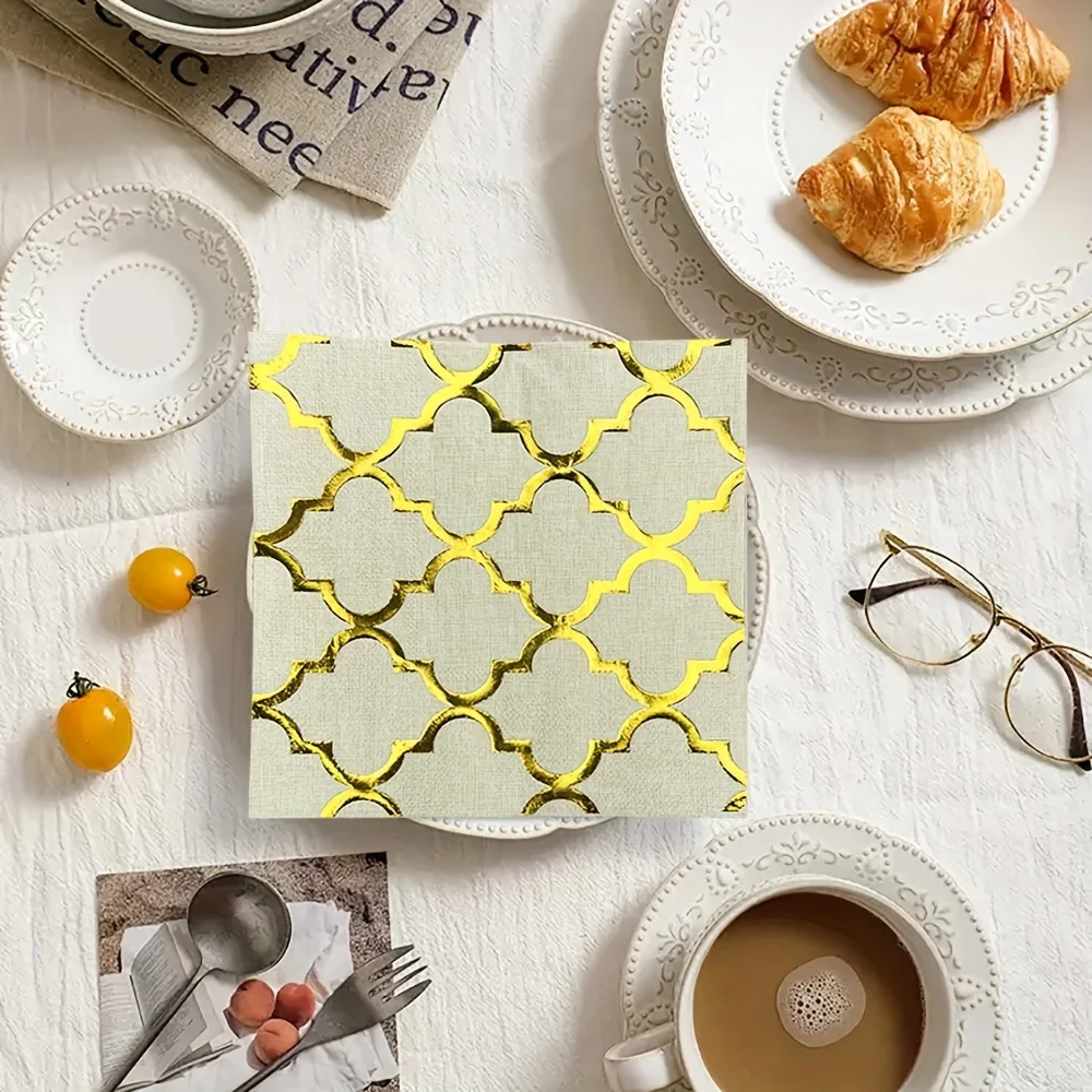 Litght Luxury Hot Stamping Process Napkins No Fragrance Paper Napkin Party Table Setting Paper Cafe Mouth Cloth 20pcs/bag paper napkins,disposable tableware