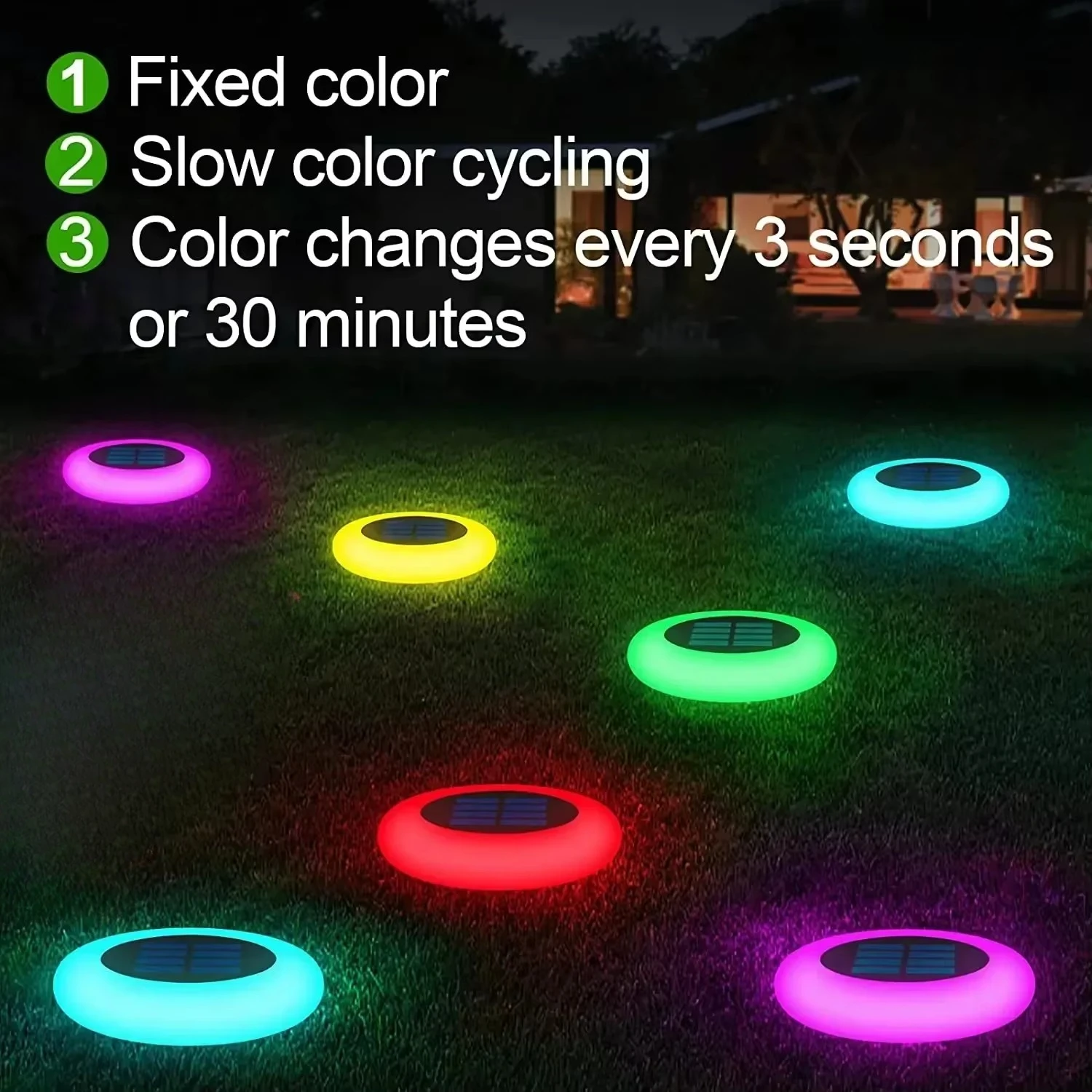 Multi-Color Auto-Changing Solar Outdoor Ground Light Waterproof Garden Lamp For Garden Yard Patio Lawn Swimming Pool Decoration