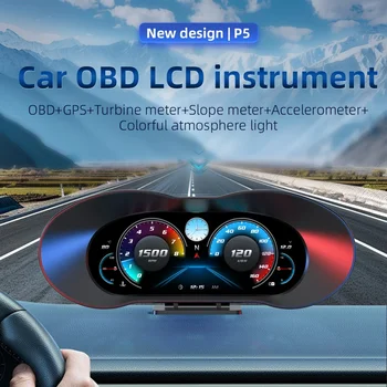 P5 Car OBD GPS Dual System Selection Head Up Display Slope Meter on Board Computer With Speedometer RPM Overspeed Alarm OBD2 HUD