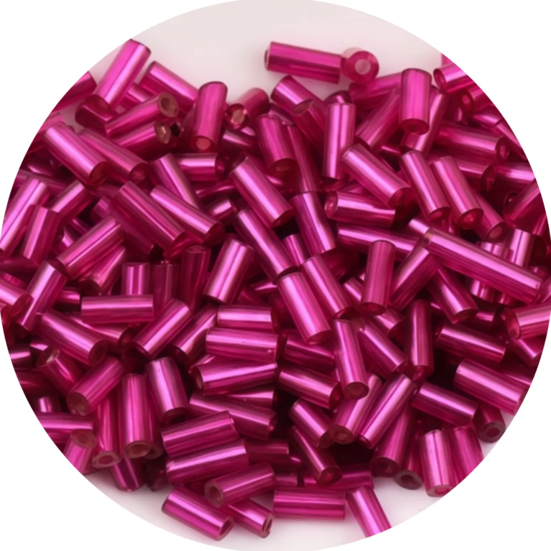 Premium Silver Core Glass Tube Beads for DIY Embroidery and Crafts