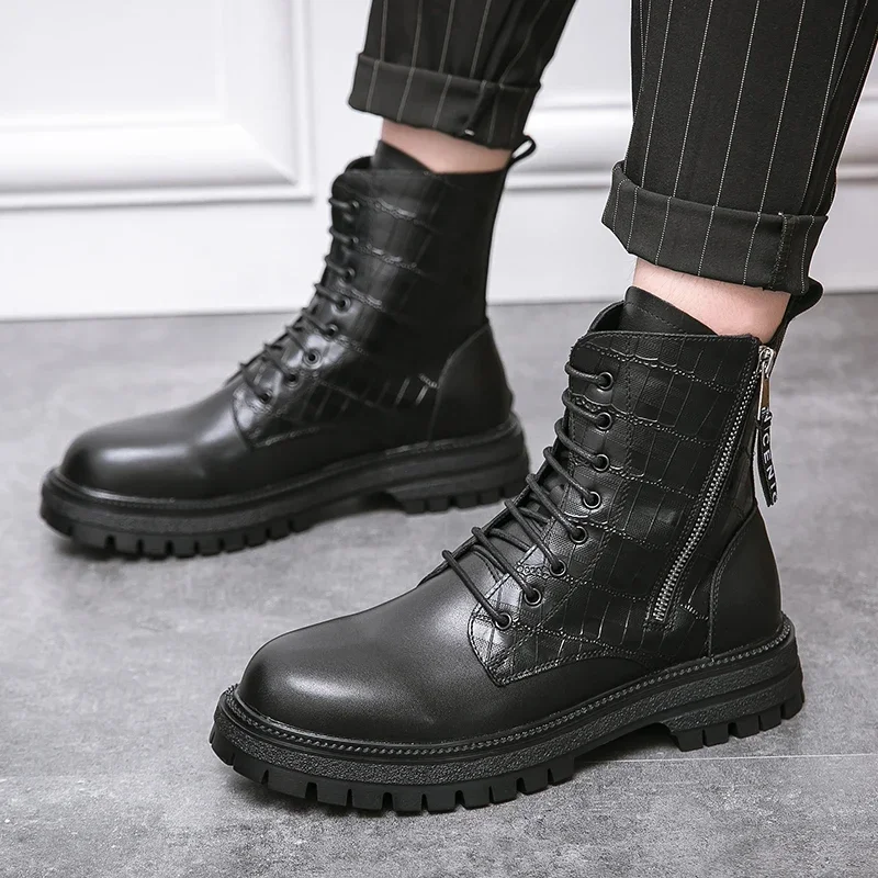 

Hot Selling Men's Leather Boots In Europe America Classic Men's High Top Boots Men's Work Business Leather Boots Thick Soles