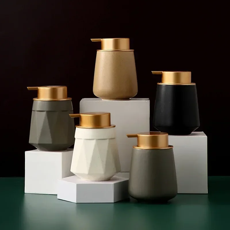

Accessories Soap Pack Shampoo Portable Style Toilet Bathroom Kitchen 400ml Dispenser Bottle Gold European Press Lotion Ceramic