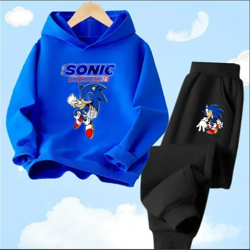 Conjunto de sudadera con capucha Sonic Tops, ropa para bebés de 2 a 12 años, ropa de abrigo para niños, sudadera de primavera 2024 para niñas, ropa para madres y niños