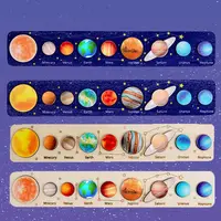 Wooden Solar System Jigsaw Planets Cognition Panel Matching Puzzle Toy For Kids Preschool Montessori Early Learning Educational 2