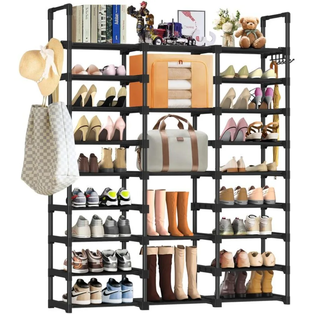 

9 Tiers Rack Shoe Organizer Storage with Non-Woven Fabric Tall Shoe Shelf Shoe Stand Holds 50-55 Pairs Boots Sturdy