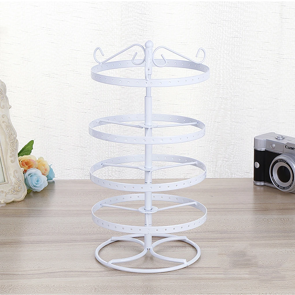 Rotatable Earrings Organizer Save Space 4-Tier Round Holes Bracelets Pendants Studs Storage Rack Display Stand Shelf