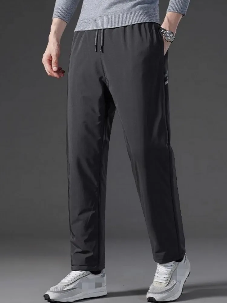 Winter Hiking Pants Mens Loose Fit Warm Fleece Liner Straight Joggers Plus size 7XL Camping Outdoor Trekking Sweatpants Trousers