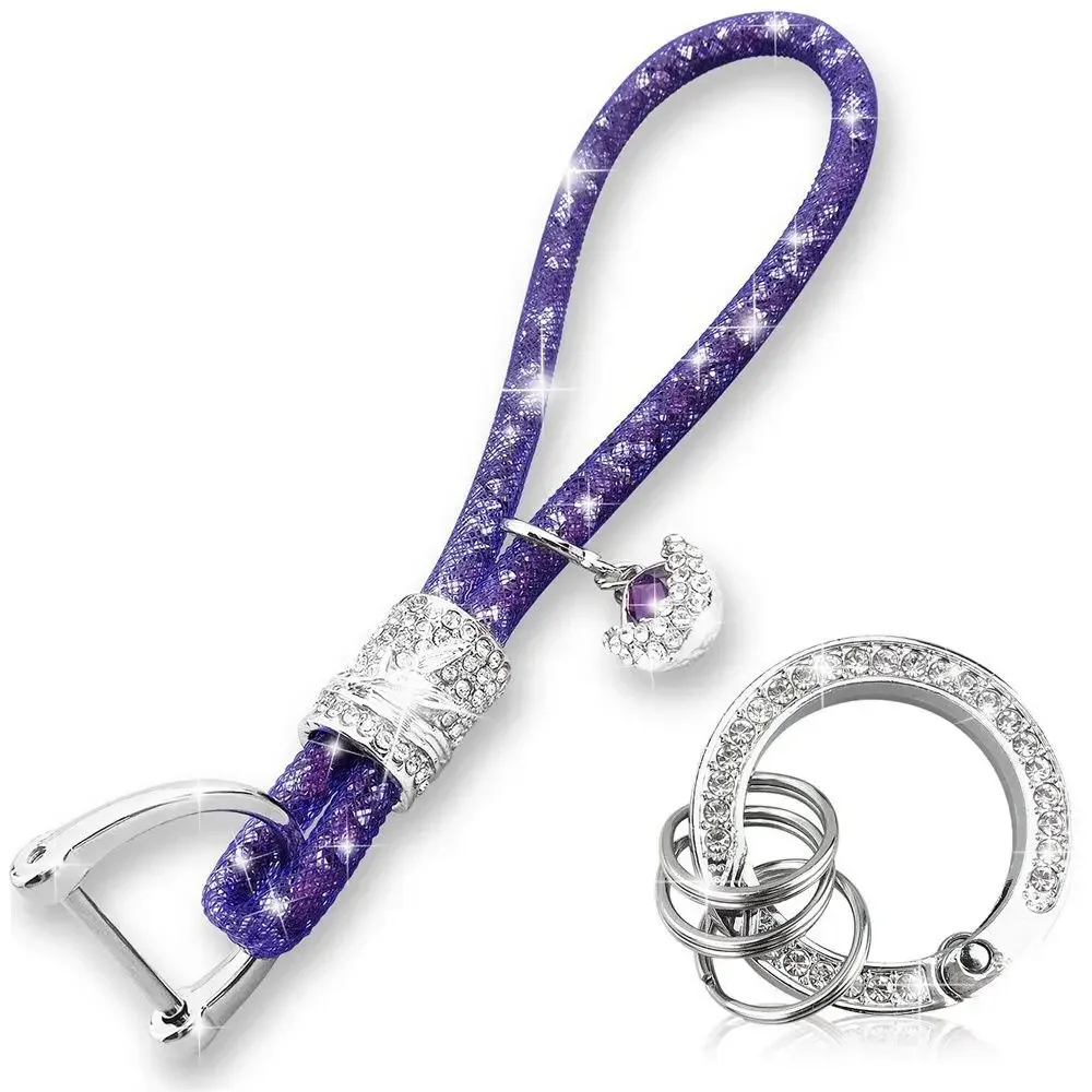 Portachiavi Donna Con Ciondolo Sfera In Cristallo E Strass - Accessorio Luccicante Per Borse E Chiavi - 5